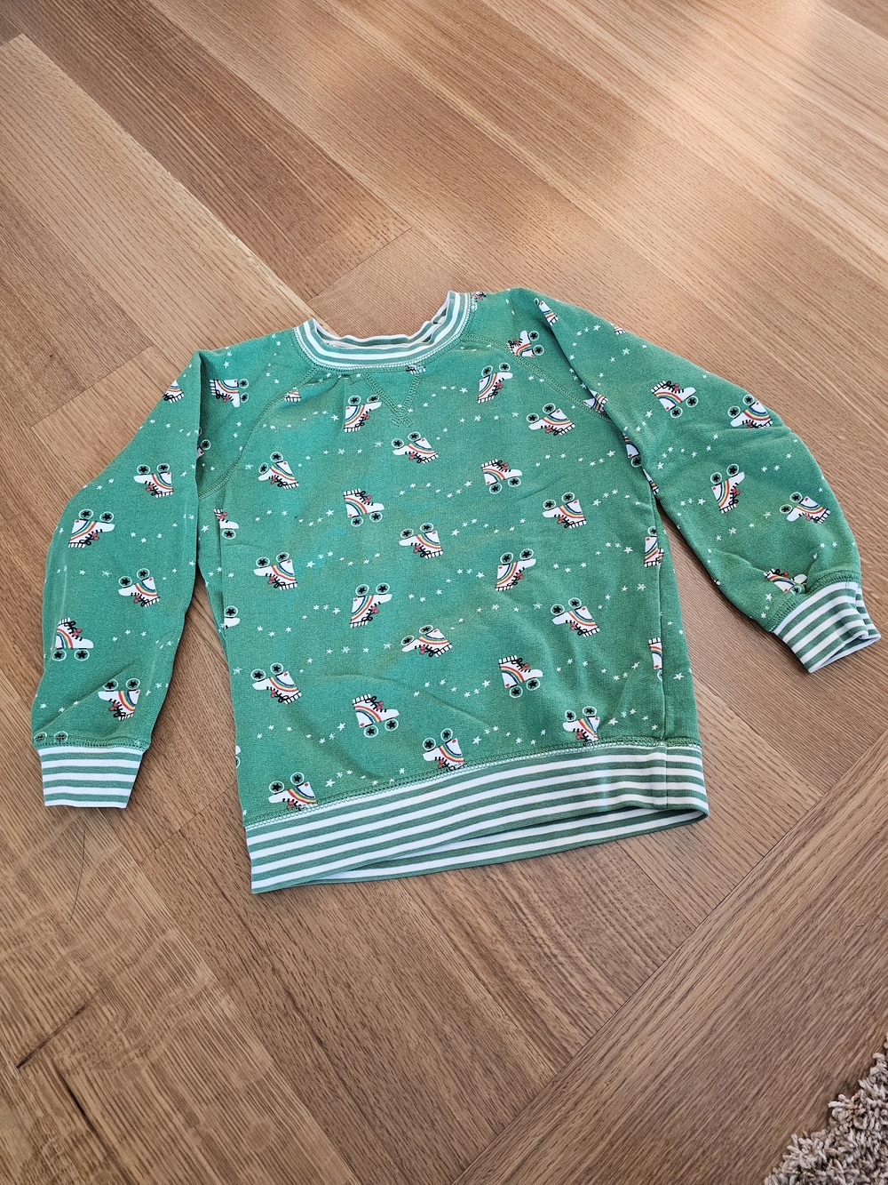Hannah Anderson Green Skate Print Sweatshirt with Striped Trim